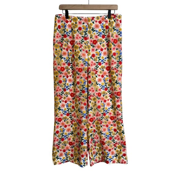 The Nat Note Antonio Melani Embroirdred Floral Wide Leg Flare Pants Size 12 - Picture 1 of 4